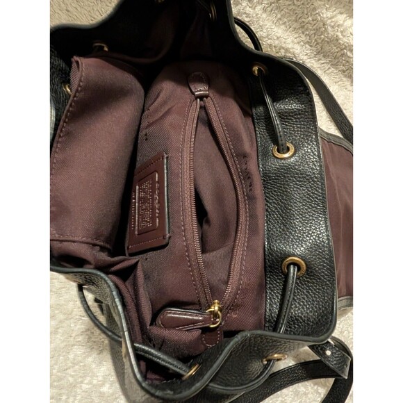 Coach Black Pebbled Leather Backpack Bag Authentic Evie Goldtone Hardware - Picture 9 of 12